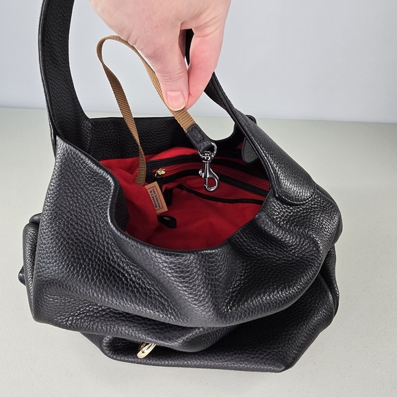 Dooney & Bourke Large Pebble Grain Logo Lock Hobo Bag in Black Leather - Picture 11 of 14